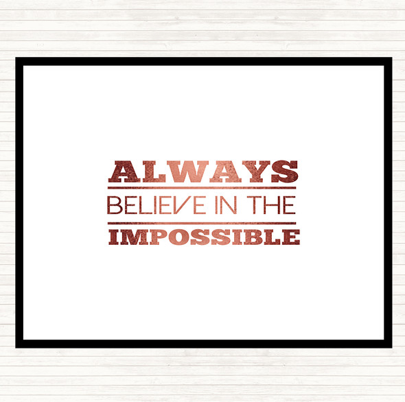 Rose Gold Believe In The Impossible Quote Mouse Mat Pad