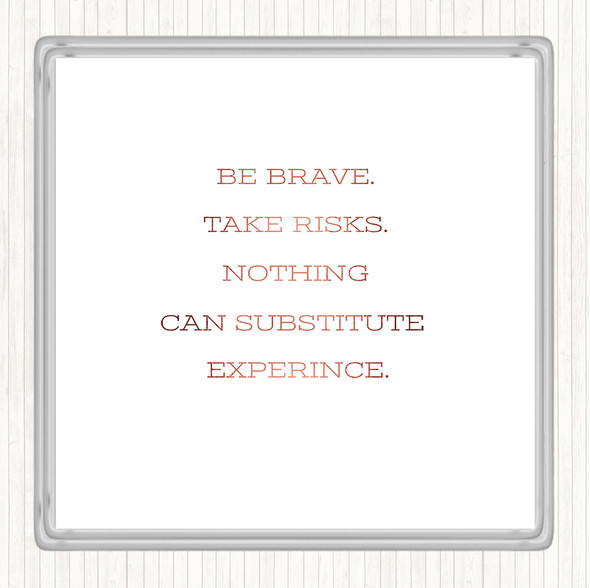 Rose Gold Take Risks Quote Drinks Mat Coaster