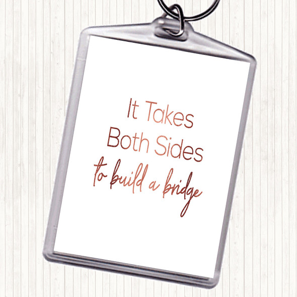 Rose Gold Takes Both Sides Quote Bag Tag Keychain Keyring