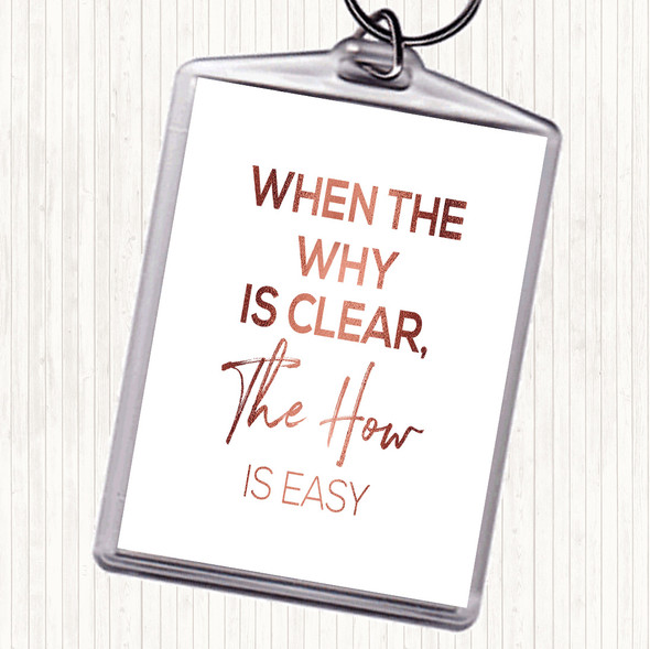 Rose Gold The How Is Easy Quote Bag Tag Keychain Keyring