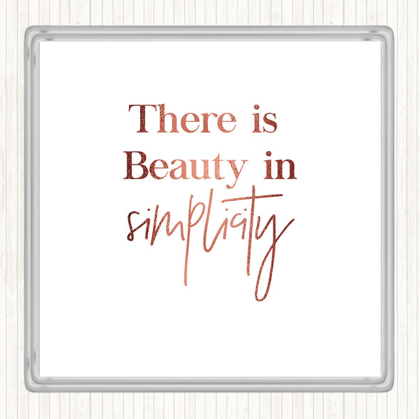 Rose Gold There Is Beauty Quote Drinks Mat Coaster