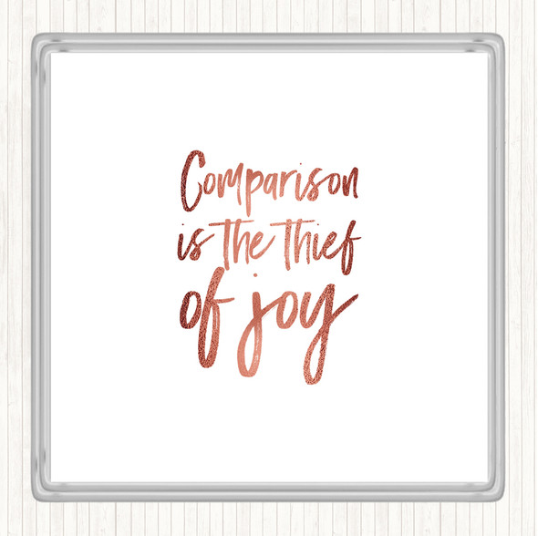 Rose Gold Thief Of Joy Quote Drinks Mat Coaster