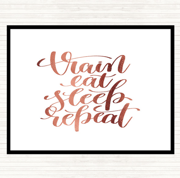 Rose Gold Train Eat Sleep Repeat Quote Mouse Mat Pad