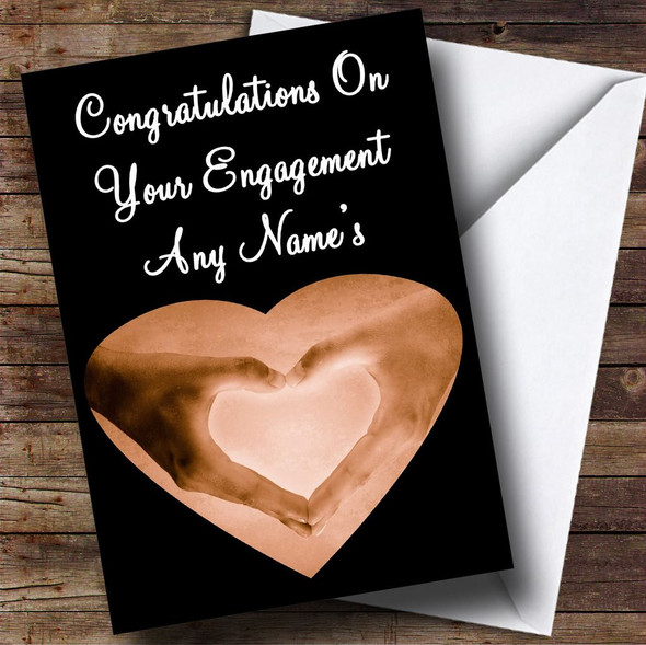 Love Heart Hands Personalised Engagement Card