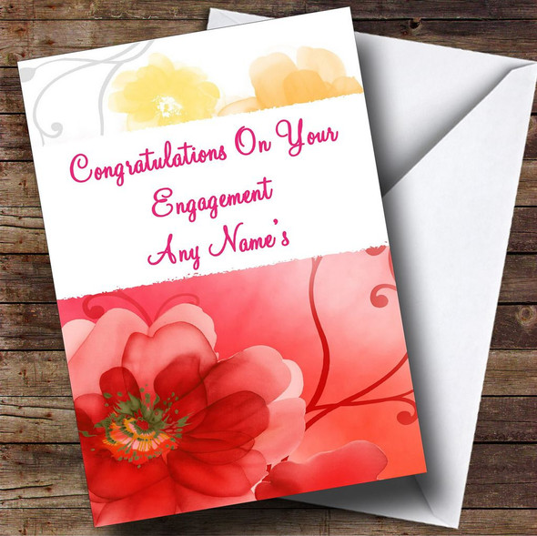 Flowery Personalised Engagement Card