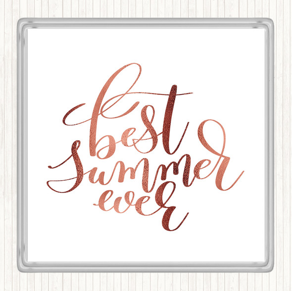 Rose Gold Best Summer Ever Quote Drinks Mat Coaster