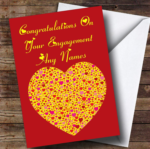 Yellow Heart Romantic Personalised Engagement Card