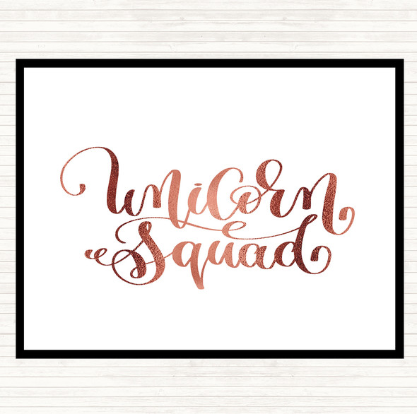 Rose Gold Unicorn Squad Quote Dinner Table Placemat