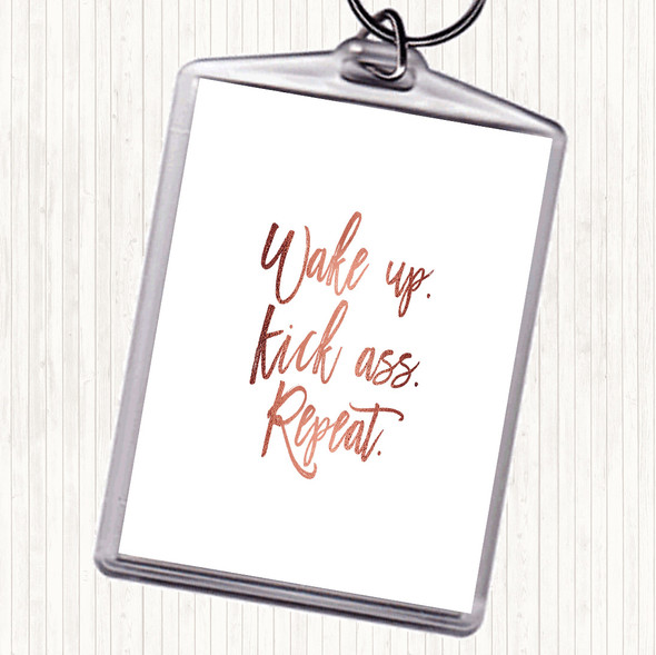 Rose Gold Wake Up Quote Bag Tag Keychain Keyring