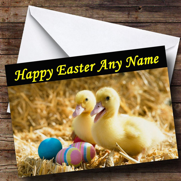 Ducklings And Easter Eggs Personalised Easter Card