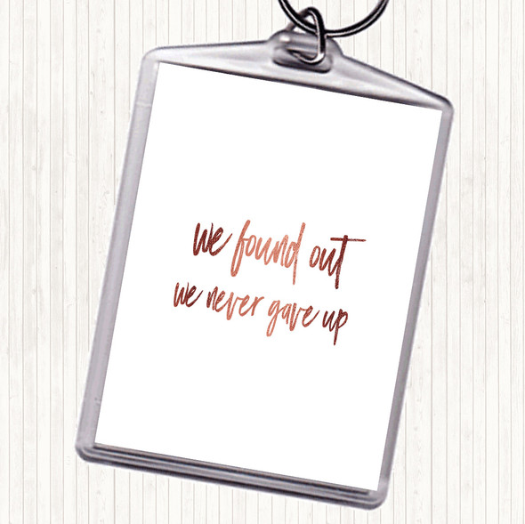 Rose Gold We Found Out Quote Bag Tag Keychain Keyring