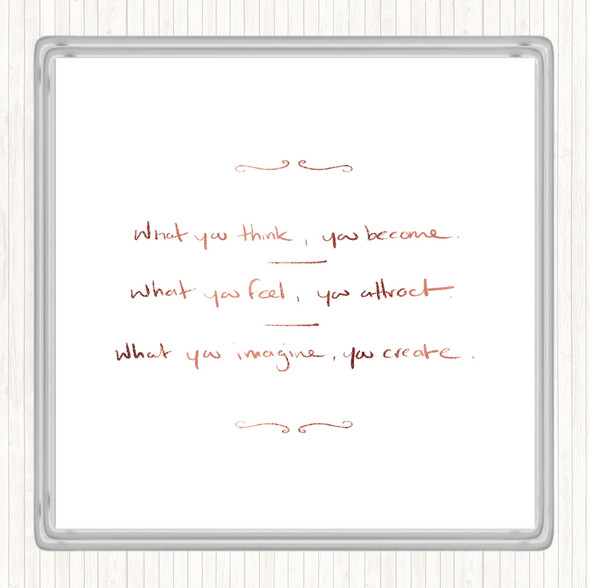 Rose Gold What You Attract Quote Drinks Mat Coaster