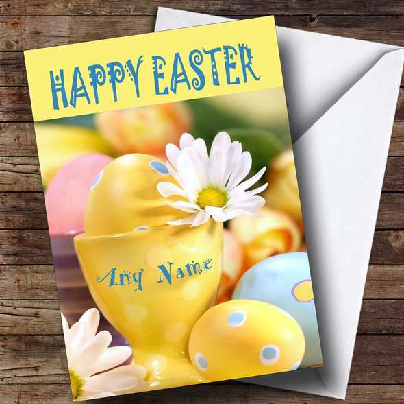 Name On An Egg Cup Personalised Easter Card