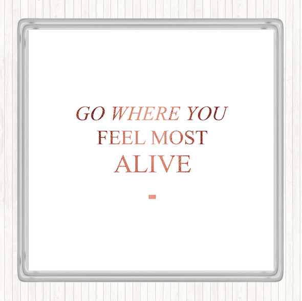 Rose Gold Where You Feel Quote Drinks Mat Coaster