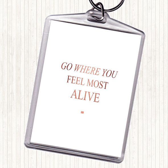 Rose Gold Where You Feel Quote Bag Tag Keychain Keyring