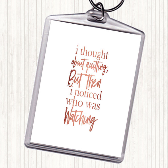 Rose Gold Who Was Watching Quote Bag Tag Keychain Keyring