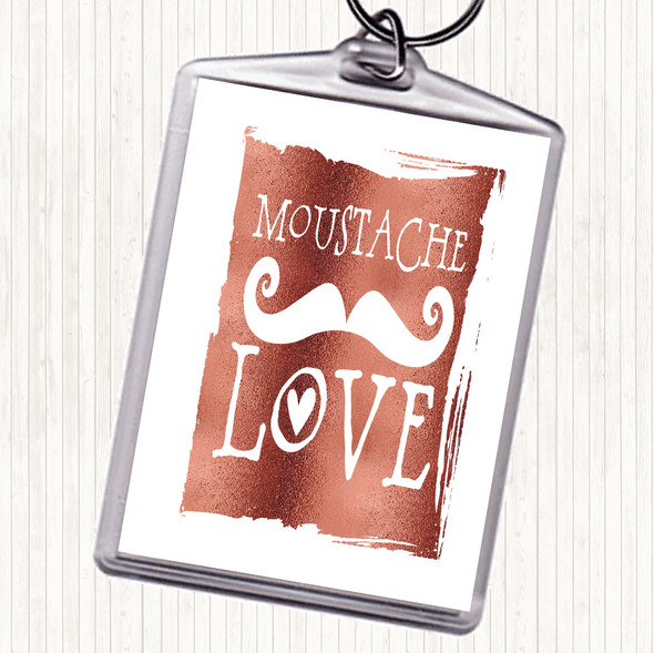 Rose Gold Word Art Mustache Quote Bag Tag Keychain Keyring