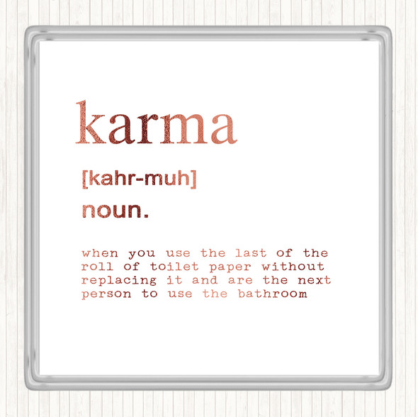 Rose Gold Word Definition Karma Quote Drinks Mat Coaster