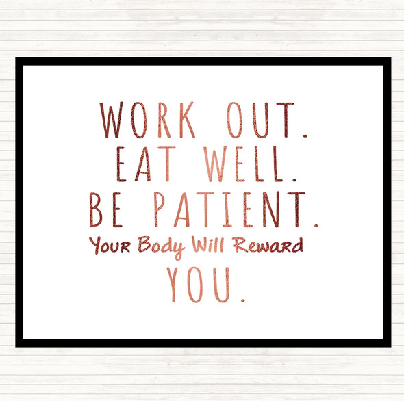 Rose Gold Work Out Quote Dinner Table Placemat