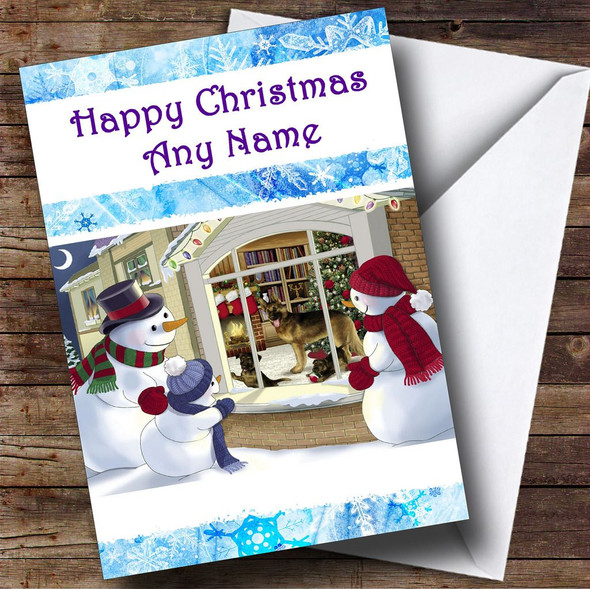 Snowmen Dog Christmas Card Personalised