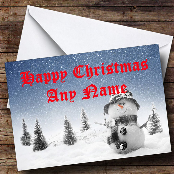 Snowing Snowman Christmas Card Personalised