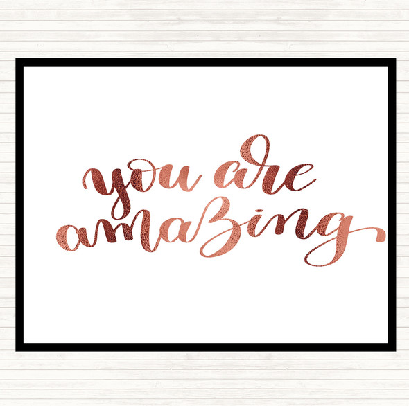 Rose Gold You Are Amazing Swirl Quote Mouse Mat Pad