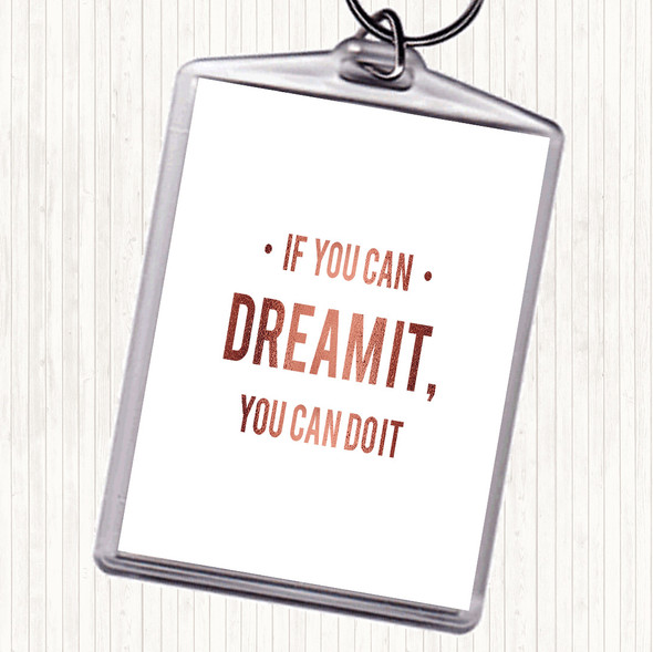 Rose Gold You Can Do It Quote Bag Tag Keychain Keyring