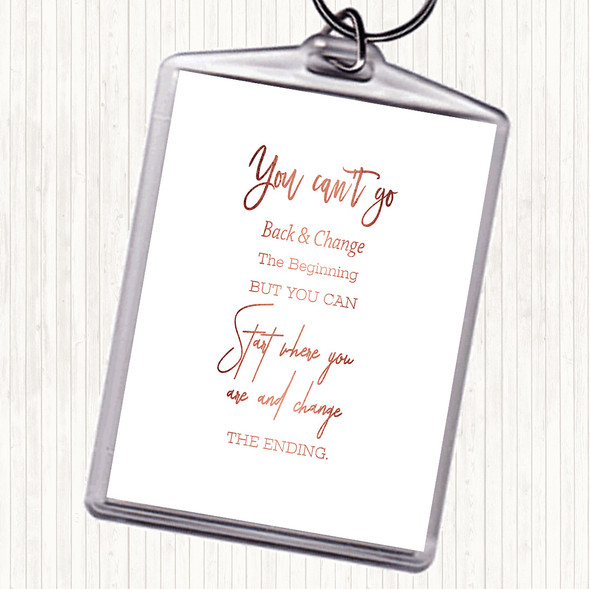 Rose Gold You Cant Go Quote Bag Tag Keychain Keyring