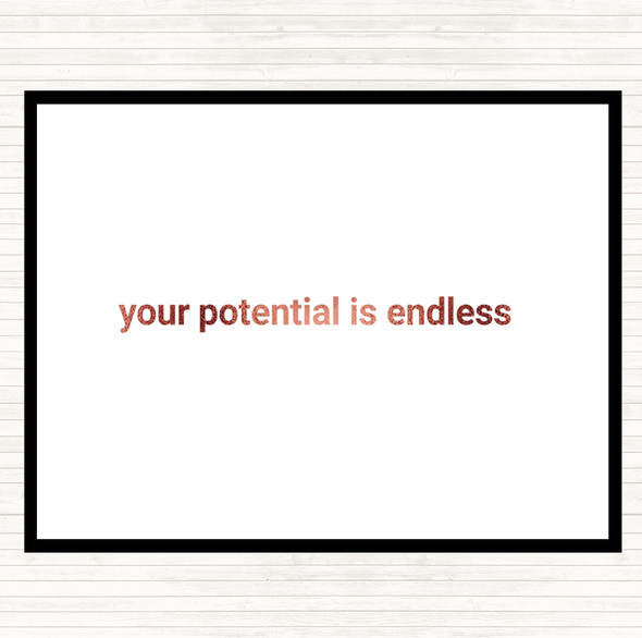 Rose Gold Your Potential Is Endless Quote Mouse Mat Pad