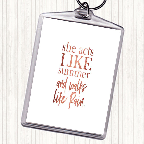 Rose Gold Acts Like Summer Quote Bag Tag Keychain Keyring