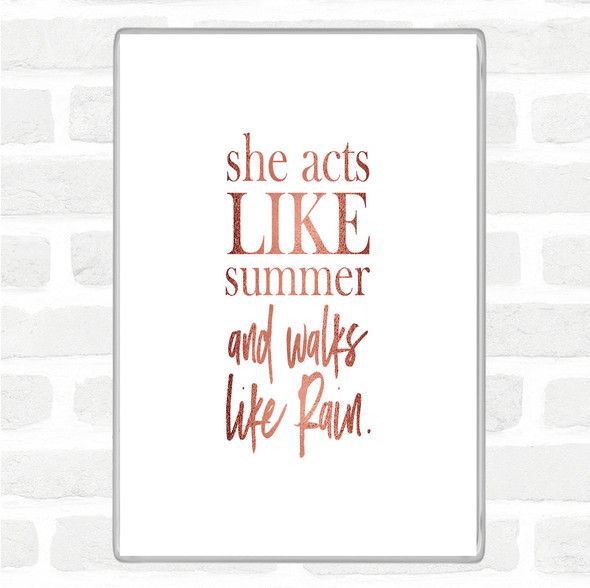 Rose Gold Acts Like Summer Quote Jumbo Fridge Magnet