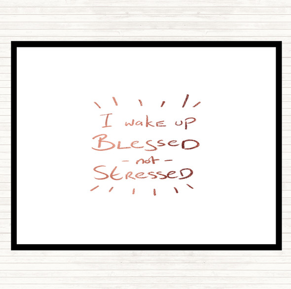 Rose Gold Blessed Not Stressed Quote Mouse Mat Pad