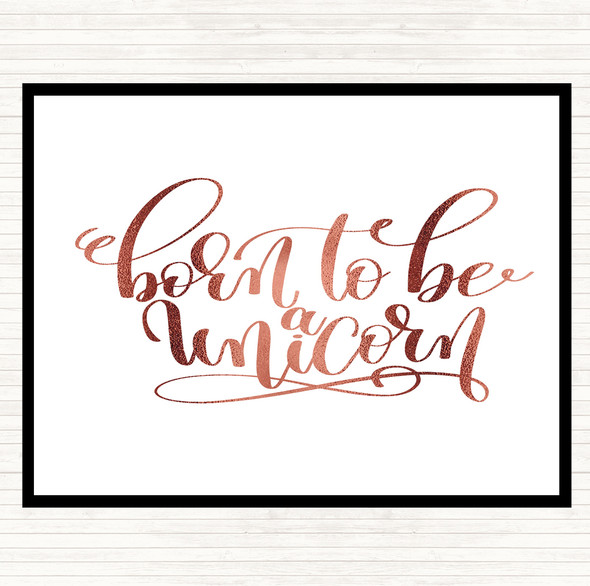 Rose Gold Born To Be Unicorn Quote Mouse Mat Pad