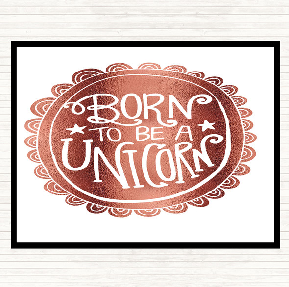 Rose Gold Born-To-Be-Unicorn Quote Mouse Mat Pad