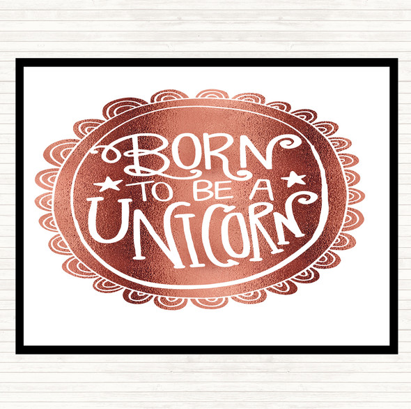 Rose Gold Born-To-Be-Unicorn Quote Dinner Table Placemat