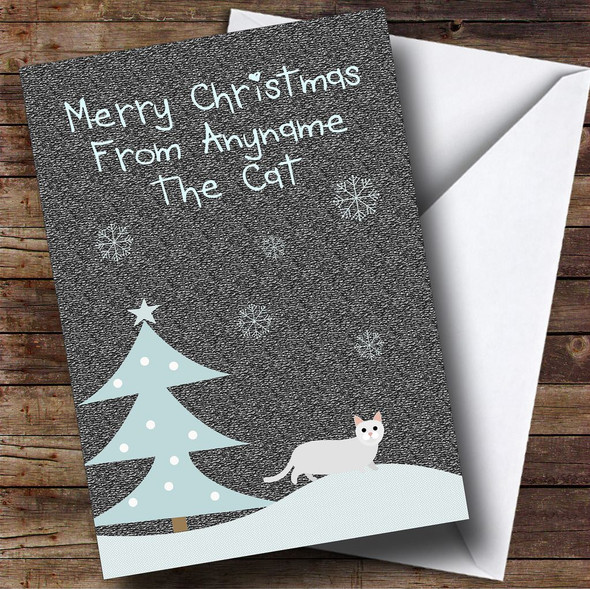 From Or To The White Cat Personalised Christmas Card