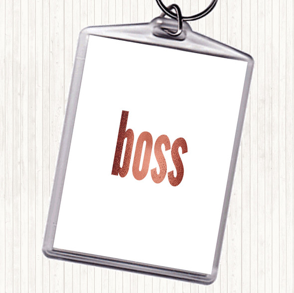 Rose Gold Boss Big Quote Bag Tag Keychain Keyring