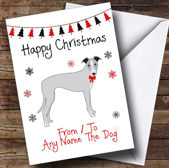 Whippet From Or To The Dog Pet Personalised Christmas Card