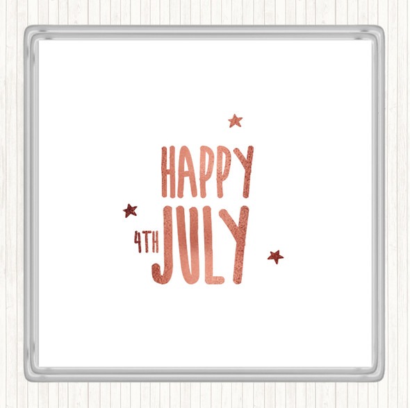 Rose Gold 4Th July Quote Drinks Mat Coaster