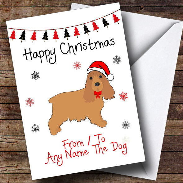 Spaniel From Or To The Dog Pet Personalised Christmas Card