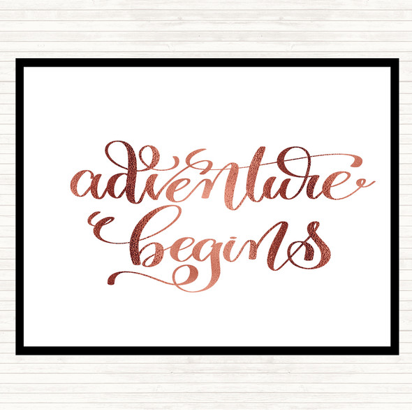 Rose Gold Adventure Begins Swirl Quote Dinner Table Placemat