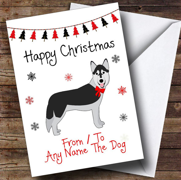 Husky From Or To The Dog Pet Personalised Christmas Card