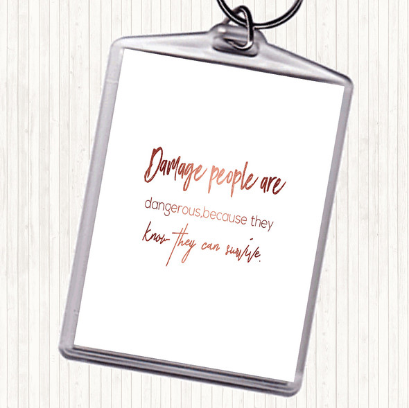 Rose Gold Can Survive Quote Bag Tag Keychain Keyring