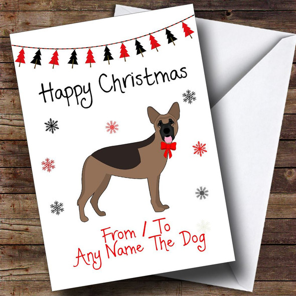 German Shepherd From Or To The Dog Pet Personalised Christmas Card