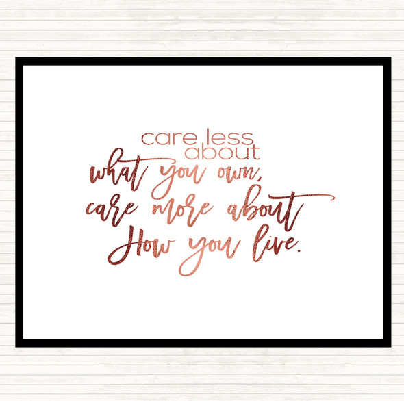 Rose Gold Care Less Quote Mouse Mat Pad