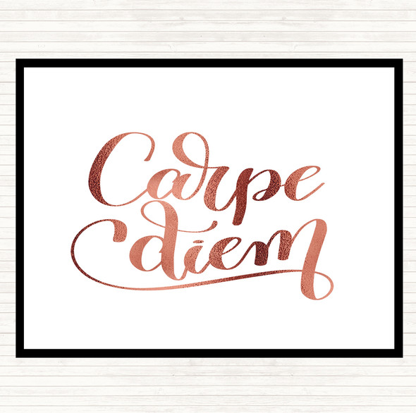 Rose Gold Carpe Diem Swirl Quote Dinner Table Placemat