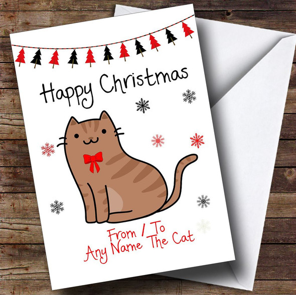 Brown Tabby From Or To The Cat Pet Personalised Christmas Card