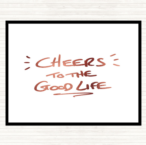 Rose Gold Cheers To Good Life Quote Mouse Mat Pad