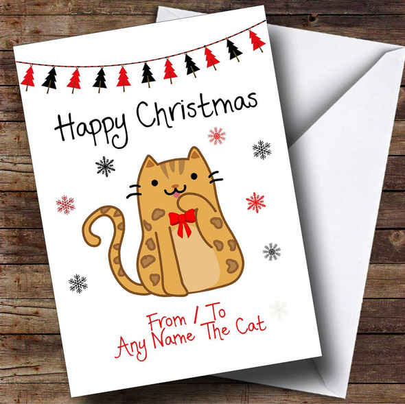 Bengal From Or To The Cat Pet Personalised Christmas Card