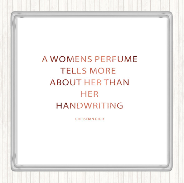 Rose Gold Christian Dior Woman's Perfume Quote Drinks Mat Coaster